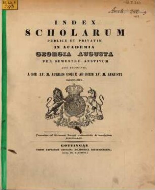 Index scholarum publice et privatim in Academia Georgia Augusta ... habendarum, WS 1857/58