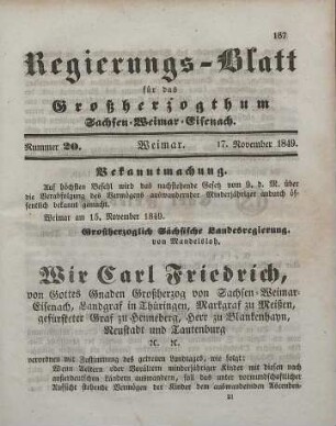 Nr. 20 : 17. November 1849