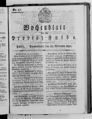 Nr. 47, Ausgabe vom 20. November 1830