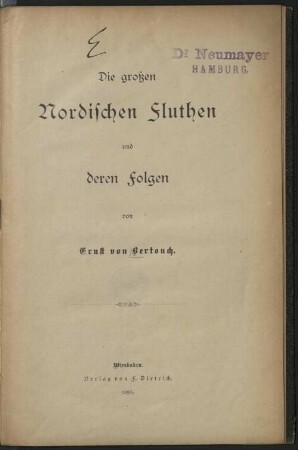 Die großen nordischen Fluthen und deren Folgen