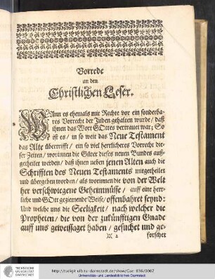 Vorrede an den Christlichen Leser