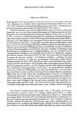 Hector, Kurt :: Herzöge von Schleswig-Holstein-Gottorf, 1544 - 1713, Findbuch des Bestandes Abt. 7, 2 Bde., (Veröffentlichungen des Schleswig-Holsteinischen Landesarchivs, 5 u. 6) : Schleswig, 1977