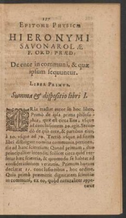 De ente in communi, & quae ipsum sequuntur. Liber Primus.