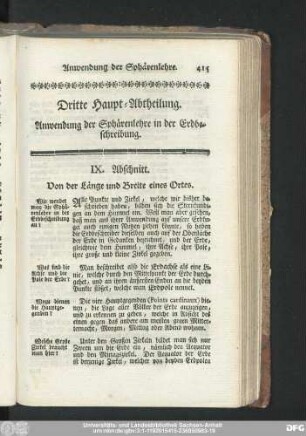 Dritte Haupt-Abtheilung. Anwendung der Sphärenlehre in der Erdbeschreibung.