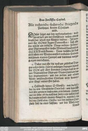 Das Zwölffte Capitel. alle rechtende, fechtende, kriegende Partheyen kennen Christum nicht.