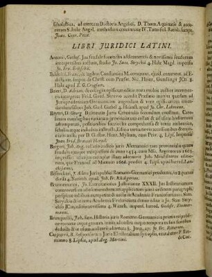 Libri Juridici Latini. - Teutsche Juristische Bücher.