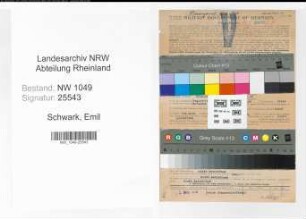 Entnazifizierung Emil Schwark , geb. 11.11.1886 (Steuerinspektor)