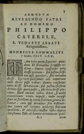 Admodum Reverendo Patri Ac Domino Philippo Caverele [...]