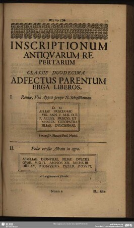 Classis Duodecima. Adfectus Parentum Erga Liberos