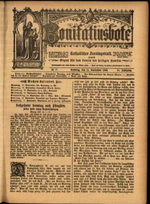 Erste Ausgabe vom Sonntag, den 11. September 1904.