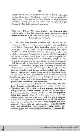Wie herr Johans Wörnher freiherr zu Zimbern sich ... in das Schwizerland … begeben und wie er Wildenstain ... verkauft.