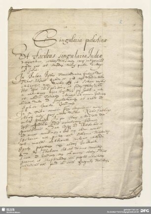 [Text:] De singularibus Palaestinae tractatus.