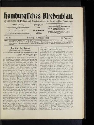 Nr. 42. Hamburg, 18. Oktober 1914. 11. Jahrgang.
