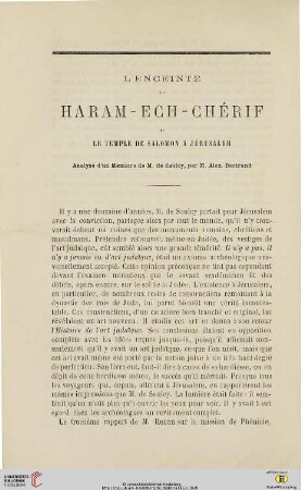 N.S. 7.1863: L' enceinte du Haram-Ech-Chérif et le temple de Salomon à Jerusalem : analyse d'un mémoire de M. de Saulcy$nElektronische Ressource