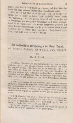 45-101 Die messianischen Weissagungen im Buche Daniel, mit besonderer Beziehung auf Auberlen's Schrift
