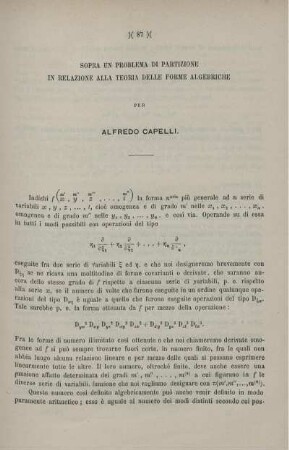 Sopra un problema di partizione in relazione alla teoria delle forme algebriche.