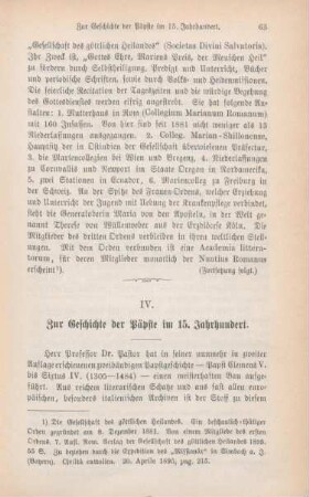 63-69 Zur Geschichte der Päpste im 15. Jahrhunderts : I.