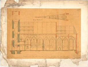 Leimbach, Karl; Palling; Pfarrkirche - Längsschnitt; Turmspitze (Schnitt)