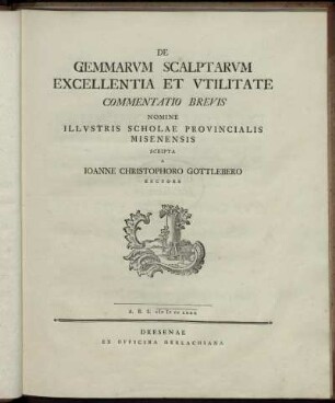 De Gemmarvm Scalptarvm Excellentia Et Vtilitate Commentatio Brevis : Nomine Illvstris Scholae Provincialis Misenensis