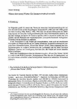 Wissen über (neue) Wörter: Ein Internetwörterbuch entsteht