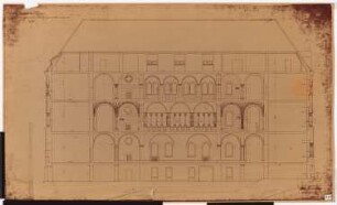 Königliches Residenzschloss Posen, Posen: Schnitt durch den westlichen Korridor vom Ehrenhof 1:50