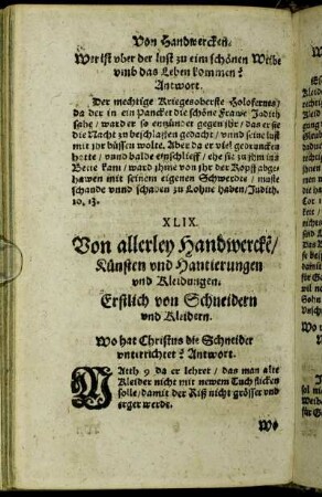 XLIX. Von allerley Handwercke/ Künsten und Hantierungen und Kleidungen.