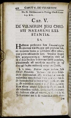 Cap. V. De Vulnerum Jesu Christi Nazareni Existentia.