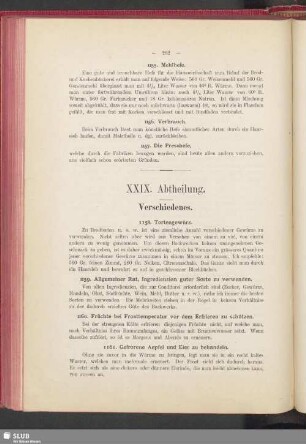XXIX. Abtheilung. Verschiedenes