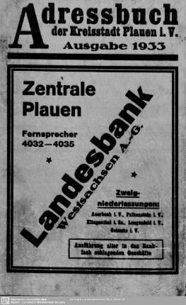 39.1933: Adreßbuch der Kreisstadt Plauen i. V. : nach amtlichen Angaben und eigenen Aufzeichnungen bearbeitet
