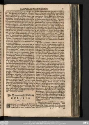 Die Belagerung der Vestung Goletta. Anno 1574.