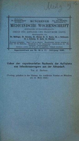 Kleine medizinische Abhandlungen : Separatabdrucke aus der Münchener medizinischen Wochenschrift, 9
