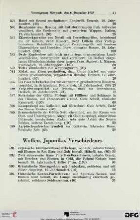 Waffen, Japonika, Verschiedenes (Nr. 591-613)