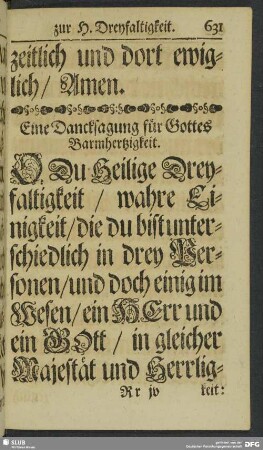 Eine Dancksagung für Gottes Barmhertzigkeit