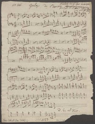 Galops, pf, AWV 23 - BSB Mus.Schott.Ha 3802-2 : [heading:] N|o 441. Galop de l'opera Gustave ou le bal masque // [crossed out: le Bal masque] // par D. F. E. Auber. arr. pr Piano // par H. Herz