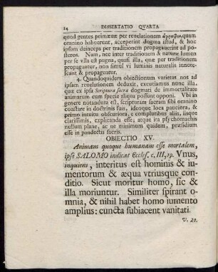 Obiectio XV. Animam quoque humanam esse mortalem, ...