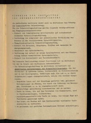 Hinweise zur methodischen Gestaltung des Unterrichtsprozesses