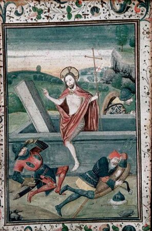 Stundenbuch Karls V. — Auferstehung Christi, Folio 3verso & 4 recto