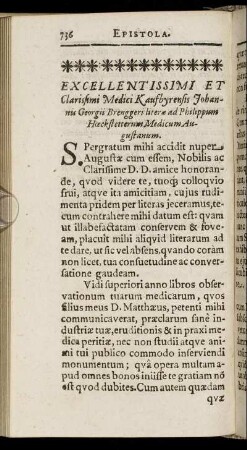 Excellentissimi Et Clarissimi Medici Kaufbyrensis Johannis Georgii Brenggeri [...]