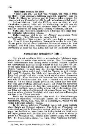 Ausmittlung metallischer Gifte.
