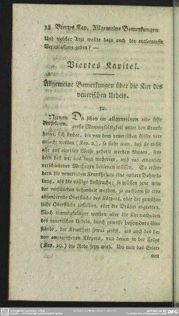 Viertes Kapitel. Allgemeine Bemerkungen die Kur des venerischen Uebels