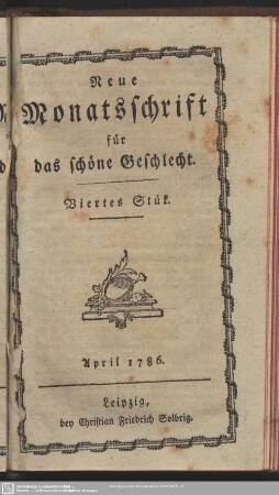 Viertes Stük. April 1786