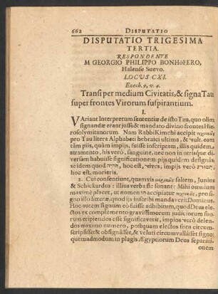 Disputatio Trigesima Tertia. Respondente M. Georgio Philippo Bonhöfero, ...