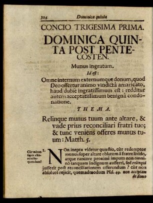 Concio Trigesima Prima. Dominica Quinta Post Pentecosten.