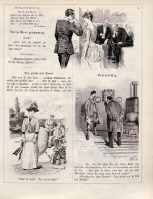 "Bei'm Wort genommen" "Die zerstreute Frau" "Ueberflüssig"