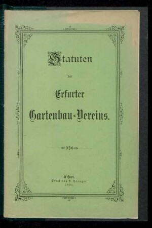 Statuten des Erfurter Gartenbau-Vereins