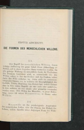 Erster Abschnitt. Die Formen des menschlichen Willens