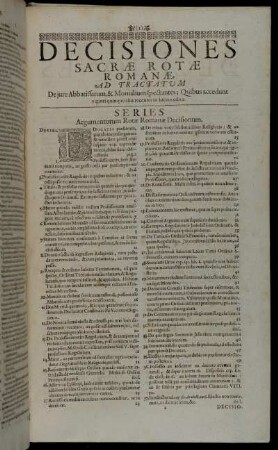 Series Argumentum Rotæ Romanæ Decisionum.