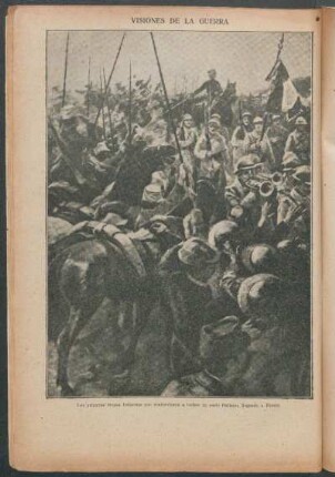 Visiones de la guerra: La primeras tropas francesas que concurrieron a luchar [...] - [Dibujo]