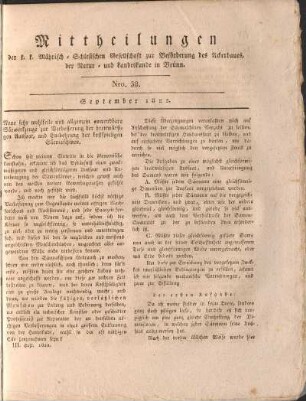 Mittheilungen. Nro. 38. September 1822.