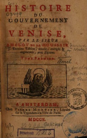 Histoire Du Gouvernement De Venise, 1